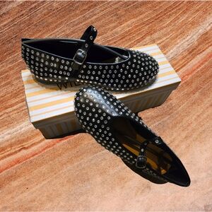 Wild Diva Black Studded Flats